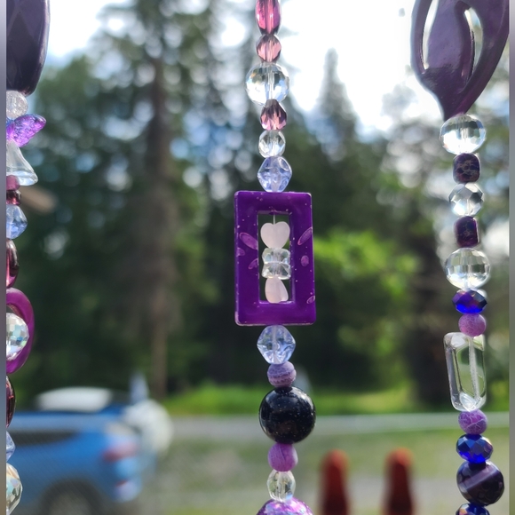 CUSTOM HANDCRAFTED Suncatcher/Windchime in Purple - Picture 6 of 10